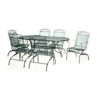 Green Wrought Iron 7 Piece Action Patio Dining Set DISCONTINUED W3929 A 7GR