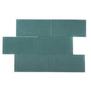 Splashback Tile Contempo Turquoise Frosted 3 in. x 6 in. x 8 mm Glass Subway Floor and Wall Tile (1 sq. ft./case) CONTEMPO TURQUOISE FROSTED 3 X 6