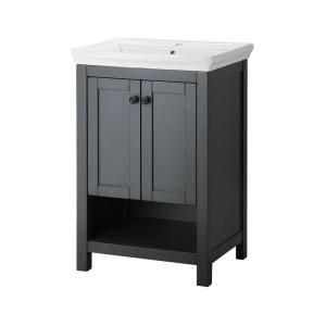 Foremost Hanley 22 in. Vanity and Vitreous China Sink in Charcoal Grey with Porcelain Vanity Top in White HAGOS2417