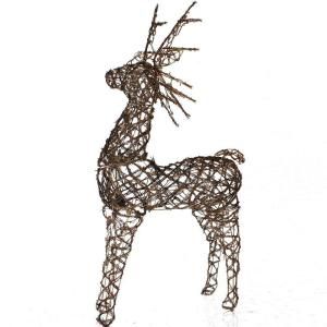 Sterling, Inc. 48 in. Pre Lit Animated Grapevine Standing Brown Deer Sculpture 92512014