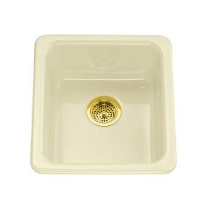 KOHLER Iron/Tones All in One Top Mount Cast Iron 17x18.75x8.25 0 Hole Single Bowl Kitchen Sink in Biscuit K 6584 96