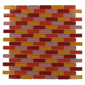 Splashback Tile Polished Brick Pattern 12 in. x 12 in. x 8 mm Glass Mosaic Floor and Wall Tile CONTEMPO SASHIMI