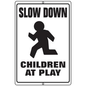 The Hillman Group 18 in. x 12 in. Aluminum Slow Down Children At Play Sign 843482