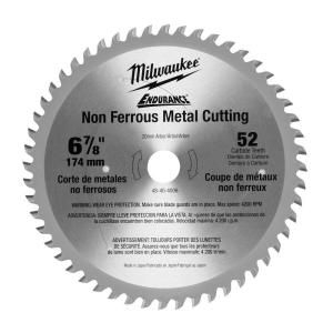 Milwaukee 6 7/8 in. x 52 Tooth Non Ferrous Metal Circular Saw Blade 48 40 4006