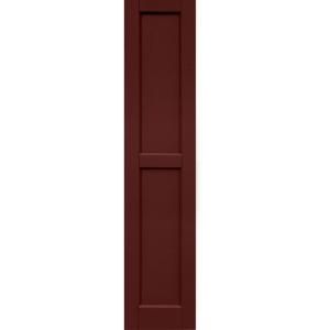 Winworks Wood Composite 12 in. x 56 in. Contemporary Flat Panel Shutters Pair #650 Board and Batten Red 61256650