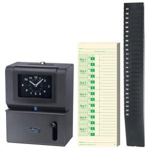 Lathem Premium Time Employee Recorder with Expandable Time Card Rack and 100 M2 100 Double Sided Weekly Time Cards 2121 KIT