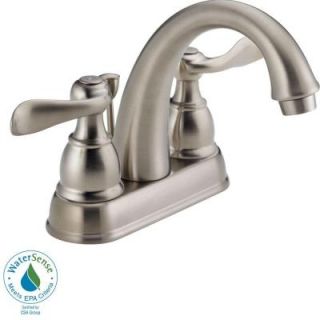 Delta Windemere 4 in. Centerset 2 Handle Mid Arc Bathroom Faucet in Stainless B2596LF SS
