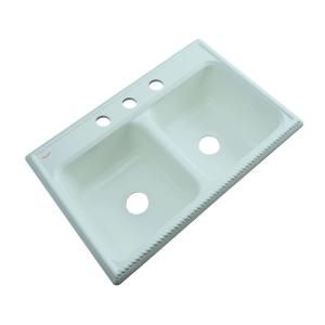 Thermocast Seabrook Drop in Acrylic 33x22x9 in. 3 Hole Double Bowl Kitchen Sink in Seafoam 49344