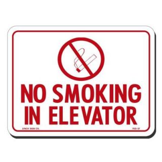 Lynch Sign 8 in. x 6 in. Red on White Plastic No Smoking in Elevator with Symbol Sign FES  37