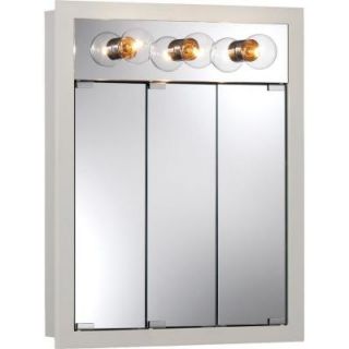NuTone Granville 24 in. W x 30 in. H x 4.75 in. D Surface Mount Medicine Cabinet in Classic White with Three Bulb Light 755363X