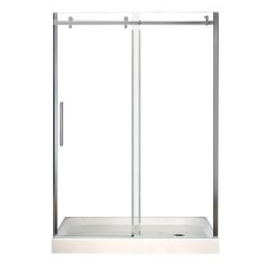 MAAX Halo Door 32 in. x 60 in. x 83 in. Alcove Standard Shower Kit in Chrome with Right Drain 105978 000 001 102