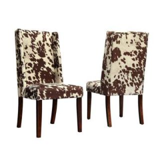 HomeSullivan Geoffrey Cowhide Print Upholstered Wingback Side Chairs 40983C912W(3A)[2PC]