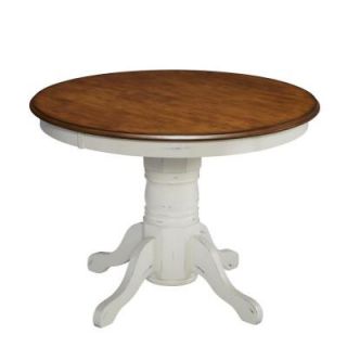 Home Styles French Countryside Oak and Rubbed White Wood Pedestal Table 5518 30