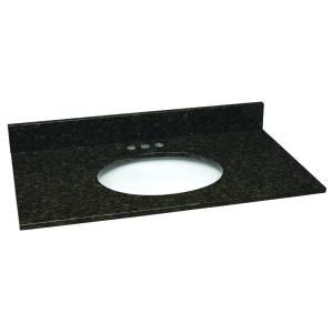 Design House 37 in. W Granite Vanity Top in Uba Tuba with White Bowl and 4 in. Faucet Spread 552547