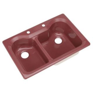 Thermocast Breckenridge Drop in Acrylic 33x22x9 in. 2 Hole Double Bowl Kitchen Sink in Raspberry Puree 46265