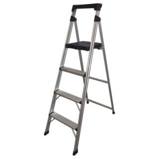 Easy Reach by Gorilla Ladders 4 Step Aluminum Ultra Light Step Stool Ladder with 225 lb. Load Capacity AS 4