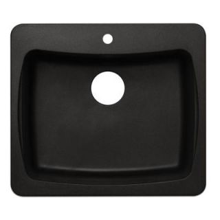 Dual Mount Granite 25x22x8 1 Hole Single Bowl Kitchen Sink in Metallic Black AL10MB