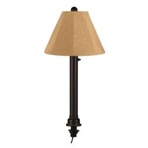 Patio Living Concepts Catalina 16 in. Outdoor Black Umbrella Table Lamp with Straw Linen Shade 26770