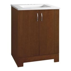 Glacier Bay Madrid 24 1/2 in. Vanity in Cognac with Cultured Marble Vanity Top in White and Basin PPMDACO24