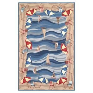 Kas Rugs Sunbrella Blue 8 ft. x 10 ft. 6 in. Area Rug COL18098X106