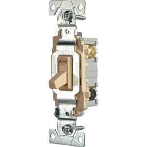 Cooper Wiring Devices Commercial Grade 15 Amp 3 Way Toggle Switch with Back and Side Wiring   Ivory CSB315STV SP