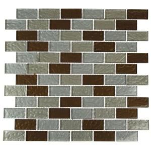 Splashback Tile Metallic Ale Blend 12 in. x 12 in. x 8 mm Glass Mosaic Floor and Wall Tile METALLIC ALE BLEND 1X2