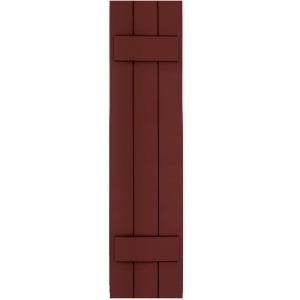 Winworks Wood Composite 12 in. x 49 in. Board and Batten Shutters Pair #650 Board and Batten Red 71249650