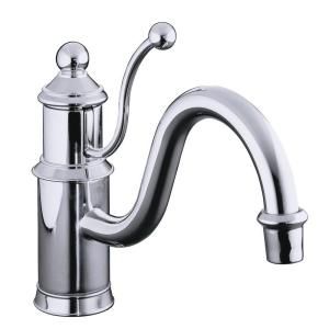 KOHLER Antique Single Hole 1 Handle Low Arc Kitchen Faucet in Polished Chrome with lever handle K 168 CP