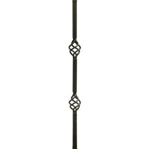 Pegatha 26 in. x 3/4 in. Black Aluminum Round Double Basket Deck Railing Baluster DISCONTINUED 26R2BB