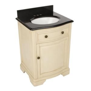 Pegasus Manchester 24 in. Vanity in Parchment with Granite Vanity Top in Black with White Basin DISCONTINUED PEG MANV 2421PM