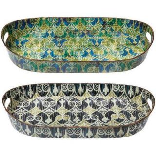 Home Decorators Collection Sheraton Green/Blue Ikat Trays (Set of 2) DISCONTINUED 1680500610