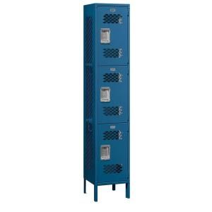 Salsbury Industries 83000 Series 15 in. W x 78 in. H x 15 in. D 3 Tier Extra Wide Vented Metal Locker Unassembled in Blue 83165BL U