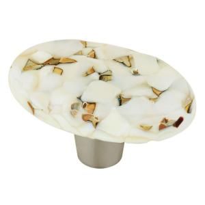 Homegrown Hardware by Liberty Handmade Pebble White Sand 1 1/2 in. Glass Hardware Oval Knob 142964