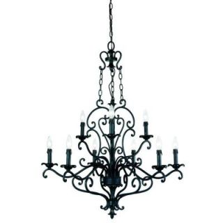 Eurofase Leah Collection 9 Light 1 Hanging Ancient Bronze and Silver Chandelier 15981 011