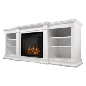Real Flame Fresno 72 in. Media Console Electric Fireplace in White G1200E W