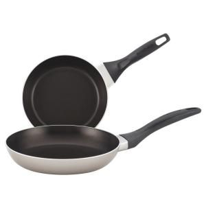 Farberware Dishwasher Safe Nonstick 7.25 in. and 9 in. Open Skillets in Champagne (2 Pack) 21661