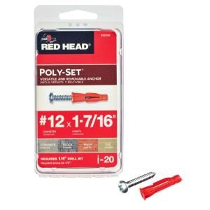 Red Head #12 x 1 1/2 in. x 1 7/16 in. Poly Set Plastic Anchors with Screws (20 Pack) 35225