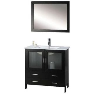 Virtu USA Felice 36 in. Single Basin Vanity in Espresso with Ceramic Top in White and Mirror DISCONTINUED MS 313 C ES