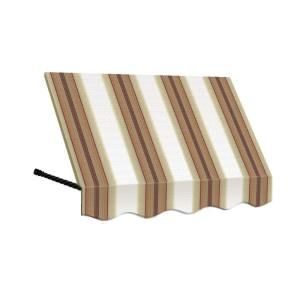 AWNTECH 6 ft. Santa Fe Twisted Rope Arm Window Awning (44 in. H x 24 in. D) in White/Linen/Terra cotta Stripe SANT32 6WLTER