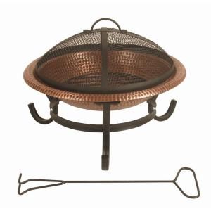 15 in. Round Hammered Copper Fire Pit DS 15944
