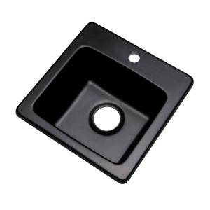 Mont Blanc Westminster Drop In Composite Granite 16x16x7 in. 1 Hole Bar Sink in Black 17199Q