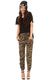 Obey Pant Keegan Harem in Tiger Camo Green