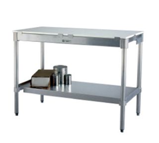 New Age Work Table w/ .63 in Solid Poly Top & Crossrails, 34x84x30 in, Aluminum
