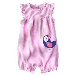 Just One YouMade by Carters Girls Ruffle Sleep Romper   Pink/White NB
