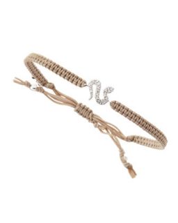 Snake Charm Silk Cord Bracelet, Beige