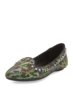 As If Camo Sequin Spiked Flat, Black