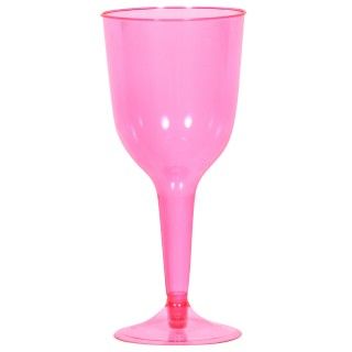Hot Pink Plastic 8 oz. Wine Glasses