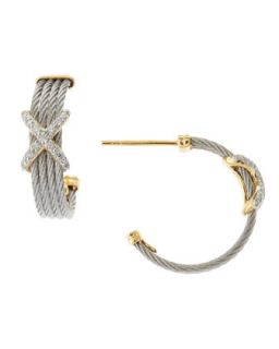 Diamond and Cable Hoop Earrings