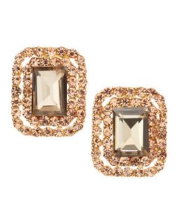 Pave Set Faceted Stone Clip On Earrings, Gold