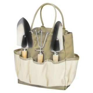Picnic Time Garden Tote Large Tan /Cream with 3 Pc Tools